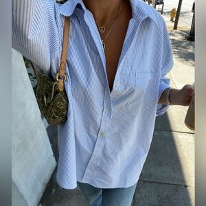 Djerf Avenue Breezy Shirt Blue Stripe M